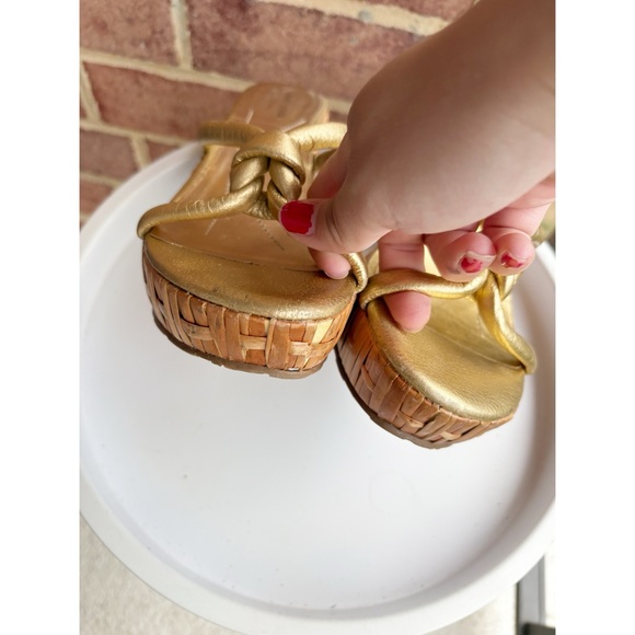 Kate‎ Spade Gold Knotted Wedge Sandals - Picture 4 of 6